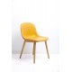 tweedehands - gebruikt - refurbished Muuto Fiber Sidechair Yellow Leather Kuipstoelen