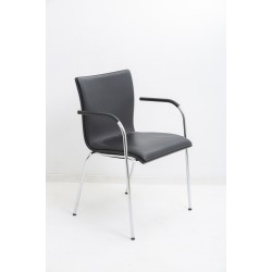 Thonet S166 4-poot Stoel Zwart Leder